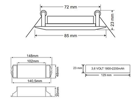 Arsel Spotlite SP-301-5 Acil Aydınlatma Armatürü Kesintide 60 Dak. Yanan 5W LED