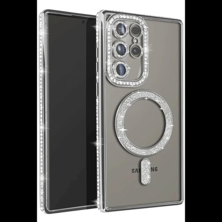 Samsung Galaxy S25 Ultra Kılıf Joke Simli Magneticsafe Kılıf - Gümüş