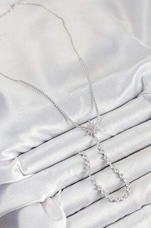 Pirinç Zirkon Taşlı Kutup Yıldızı Model Gold Renk Y Kolye