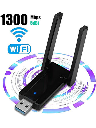  Kablosuz Wifi Alıcı Dual Band Usb 3.0 Adaptör AC1300 Mbps (2025 yeni model)