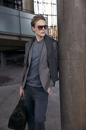 Erkek Sweatshirt Bisiklet Yaka Haki 1664