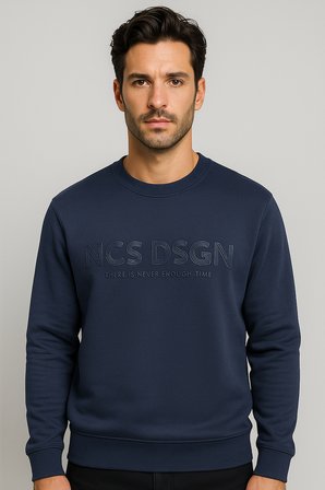 Erkek Sweatshirt Bisiklet Yaka Lacivert 1664
