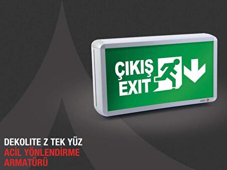 Arsel Dekolite Z Serisi AE-3113-L  Acil Çıkış Yönlendirme Armatürü Kesintide 180 Dak. Yanan 500 Lümen LED
