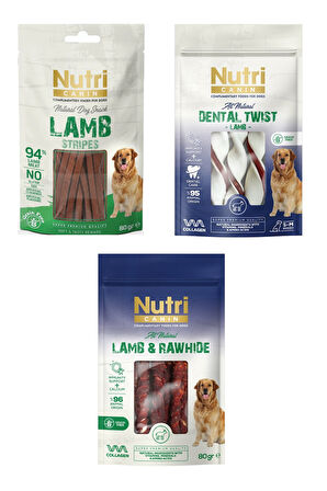 Nutri Canin Fileto + Dental + Rawhide Karma Kuzu Etli Köpek Ödülü 80 Gr. 3 Lü Paket