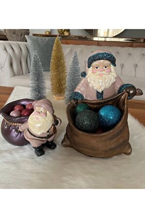 Yılbaşı Özel Noel Baba 2'li Dekoratif Biblo