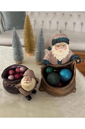 Yılbaşı Özel Noel Baba 2'li Dekoratif Biblo