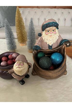 Yılbaşı Özel Noel Baba 2'li Dekoratif Biblo