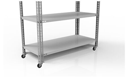 6 Katlı Tekerlekli Galvaniz Çelik Raf - Depo, Arşiv, Kiler, Dosya, Market Rafı 43x93 cm-150 cm-1.00 mm