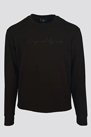 Erkek Sweatshirt Bisiklet Yaka Siyah 1665