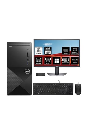 Vostro 3030MT Core i3 12100 16GB RAM 1TB SSD 23.8" FHD Win11 Home N6001VDT3030MTP622 Masaüstü Bilgisayar + PER4 USB Bellek