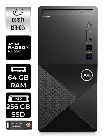 DELL VOSTRO i7 12700 64GB RAM 256GB SSD RX550/4GB W11PRO N7598VDT3910 MASAÜSTÜ PC & PER4 BELLEK