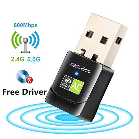 Schulzz 600 Mbps USB Mini Wifi Adaptörü RTL811 5GHz Kablosuz Alıcı