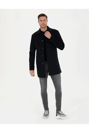 Siyah Slim Fit Kaşe Kaban G021SZ0KS.000.1668724.VR046