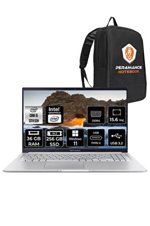 Asus VivoBook 15 X1502VA i5 13420H 36GB 256GB SSD 15.6" FHD W11H Taşınabilir Bilgisayar & PER4 Çanta