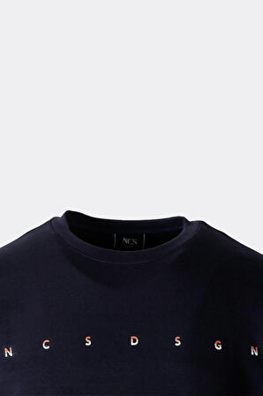 Erkek Sweatshirt Bisiklet Yaka Fermuar Detaylı NCS DSGN Lacivert 1669