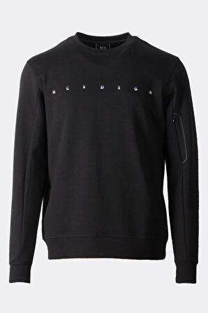 Erkek Sweatshirt Bisiklet Yaka Fermuar Detaylı NCS DSGN Siyah 1669
