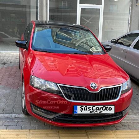 Skoda Rapid Sinyalli 2015-2017 Uyumlu Batman Yarasa Ayna Kapağı Piano Black ABS Plastik