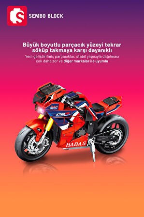 Sembo Block Kırmızı Sport Motorsiklet 253 Parça yapı blokları Lego ile uyumlu (714532)