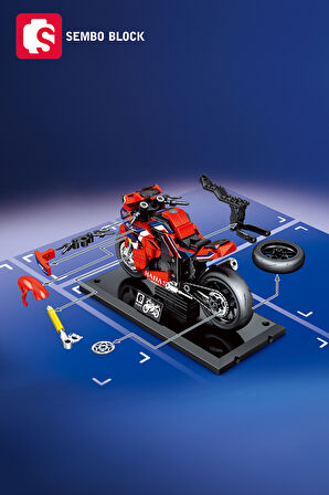Sembo Block Kırmızı Sport Motorsiklet 253 Parça yapı blokları Lego ile uyumlu (714532)