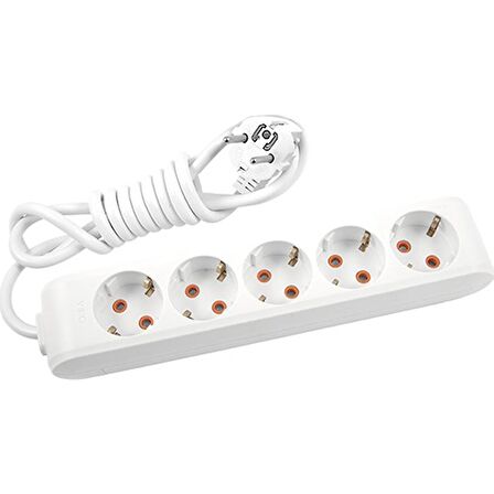 Viko 5 li Priz 3x1,5 mm Uzatma Beyaz 15 Mt.