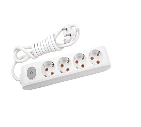 Viko 4 lü Anahtarlı Priz 3x1,5 mm Uzatma Beyaz 10 Mt.
