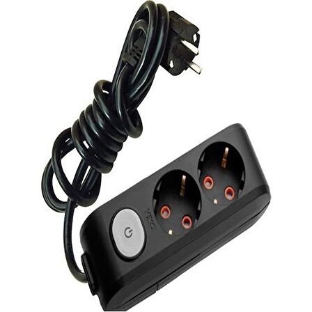 Viko 2 li Anahtarlı Priz 3x1,5 mm Uzatma Siyah 25 Mt.