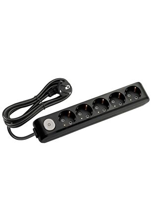 Viko 5 li Anahtarlı Priz 3x1,5 mm Uzatma Siyah 9 Mt.