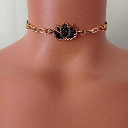 Miyuki Lotus Çiçekli Choker