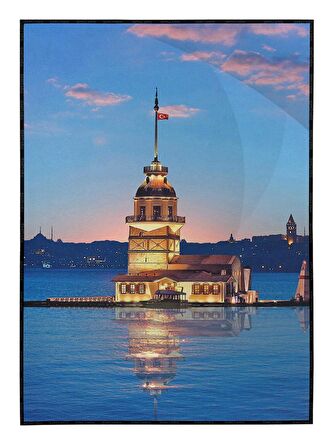 Shop365 İstanbul Kız Kulesi Deniz Manzarası Tablo Çerçeveli P-000175