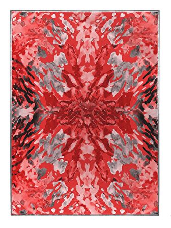 Shop365 Kırmızı Tonlarda Çizim Desen Modern sanat tuval-dikey- Tablo Çerçeveli P-000449