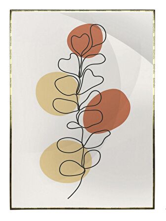 Shop365 Çiçekler ve Şekiller Sarı Turuncu Renkler Modern Tablo Çerçeveli P-000497