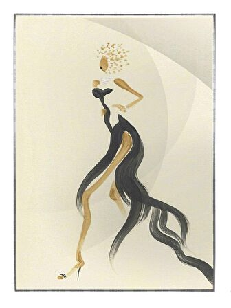 Shop365 Zarif Kadın Sade Suluboya Görünümlü Moda İllüstrasyonu Tablo Çerçeveli P-000504