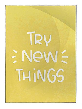Shop365 Try New Things İngilizce Yazı Sarı Renkler Motivasyon Tablo Çerçeveli P-000515