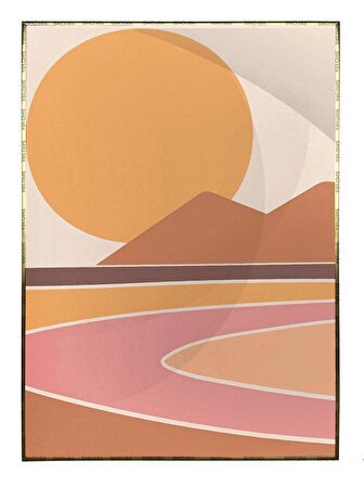 Shop365 Renkli Çizimler Manzara İllüstrasyon Modern Sanat Tuval Tablo Çerçeveli P-000530