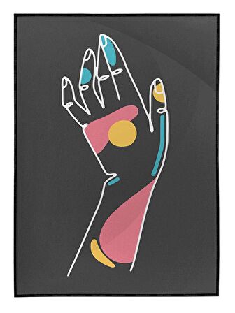 Shop365 El ve Şekiller Renkli Siyah Modern Tablo Çerçeveli P-000601