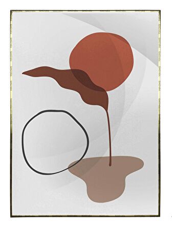 Shop365 Yapraklar ve Şekiller Karışık Renkler Modern Tablo Çerçeveli P-000734
