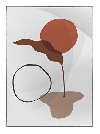 Shop365 Yapraklar ve Şekiller Karışık Renkler Modern Tablo Çerçeveli P-000734