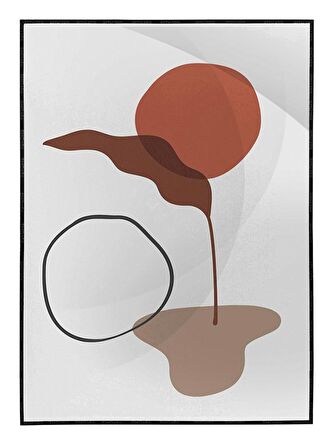 Shop365 Yapraklar ve Şekiller Karışık Renkler Modern Tablo Çerçeveli P-000734