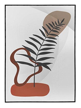 Shop365 Yapraklar ve Şekiller Karışık Renkler Modern Tablo Çerçeveli P-000737