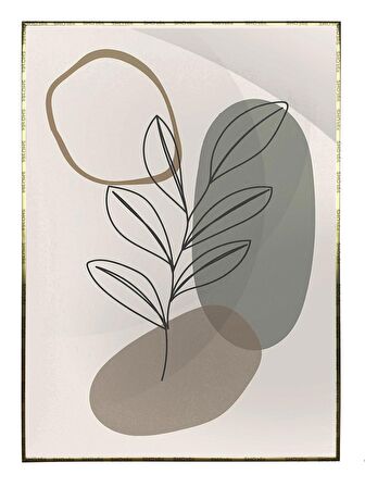 Shop365 Yapraklar ve Şekiller Karışık Renkler Modern Tablo Çerçeveli P-000739