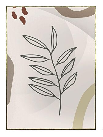 Shop365 Bitki Yapraklar ve Şekiller Modern Tablo Çerçeveli P-000746