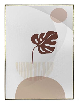 Shop365 Bitki Yapraklar ve Şekiller Modern Tablo Çerçeveli P-000753