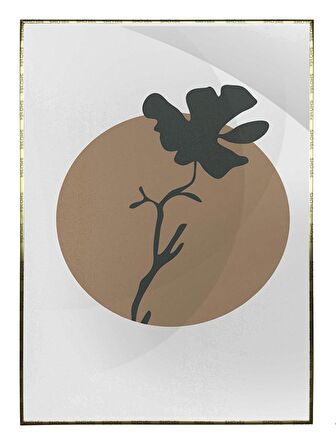 Shop365 Yapraklar ve Şekiller Karışık Renkler Modern Tablo Çerçeveli P-000762