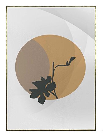 Shop365 Yapraklar ve Şekiller Karışık Renkler Modern Tablo Çerçeveli P-000763