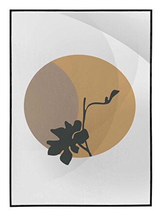 Shop365 Yapraklar ve Şekiller Karışık Renkler Modern Tablo Çerçeveli P-000763