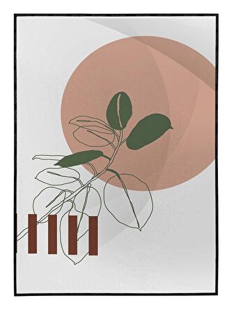 Shop365 Bitki Yapraklar ve Şekiller Modern Tablo Çerçeveli P-000770