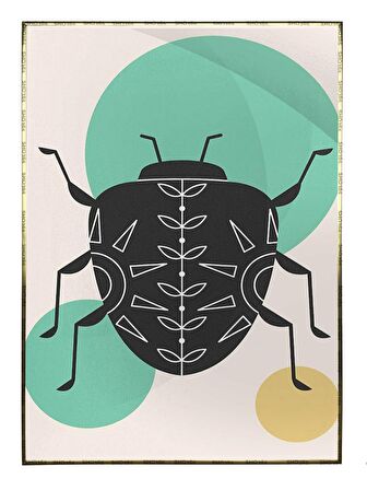 Shop365 Böcek Çizim İllüstrasyon Modern Sanat Tuval Tablo Çerçeveli P-000774