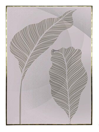 Shop365 Yapraklar ve Şekiller Karışık Renkler Modern Tablo Çerçeveli P-000797