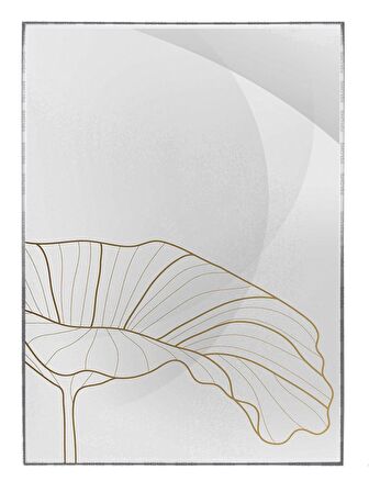 Shop365 Lotus Çiçekleri Çizim Altın Gold Renkler Modern Tablo Çerçeveli P-000803