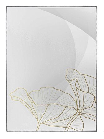 Shop365 Lotus Çiçekleri Çizim Altın Gold Renkler Modern Tablo Çerçeveli P-000806